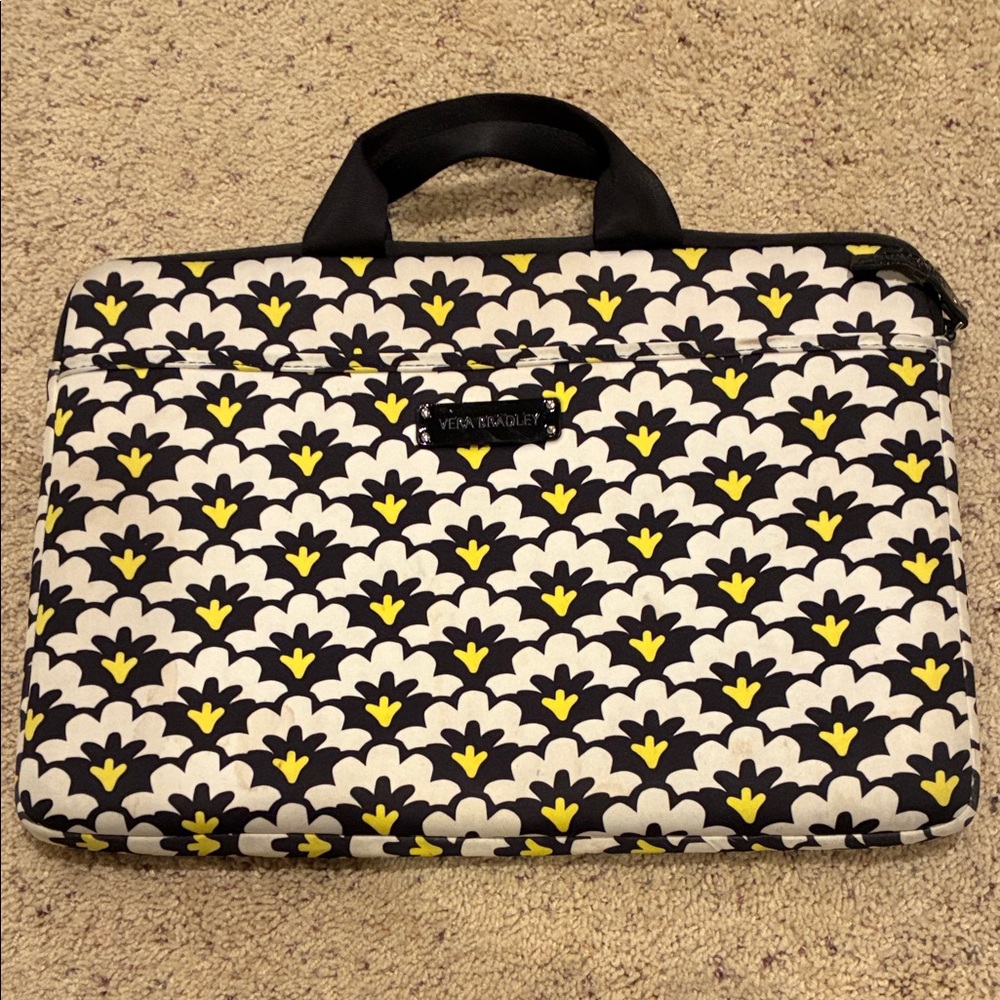 Vera Bradley Black and Yellow Floral Laptop Bag